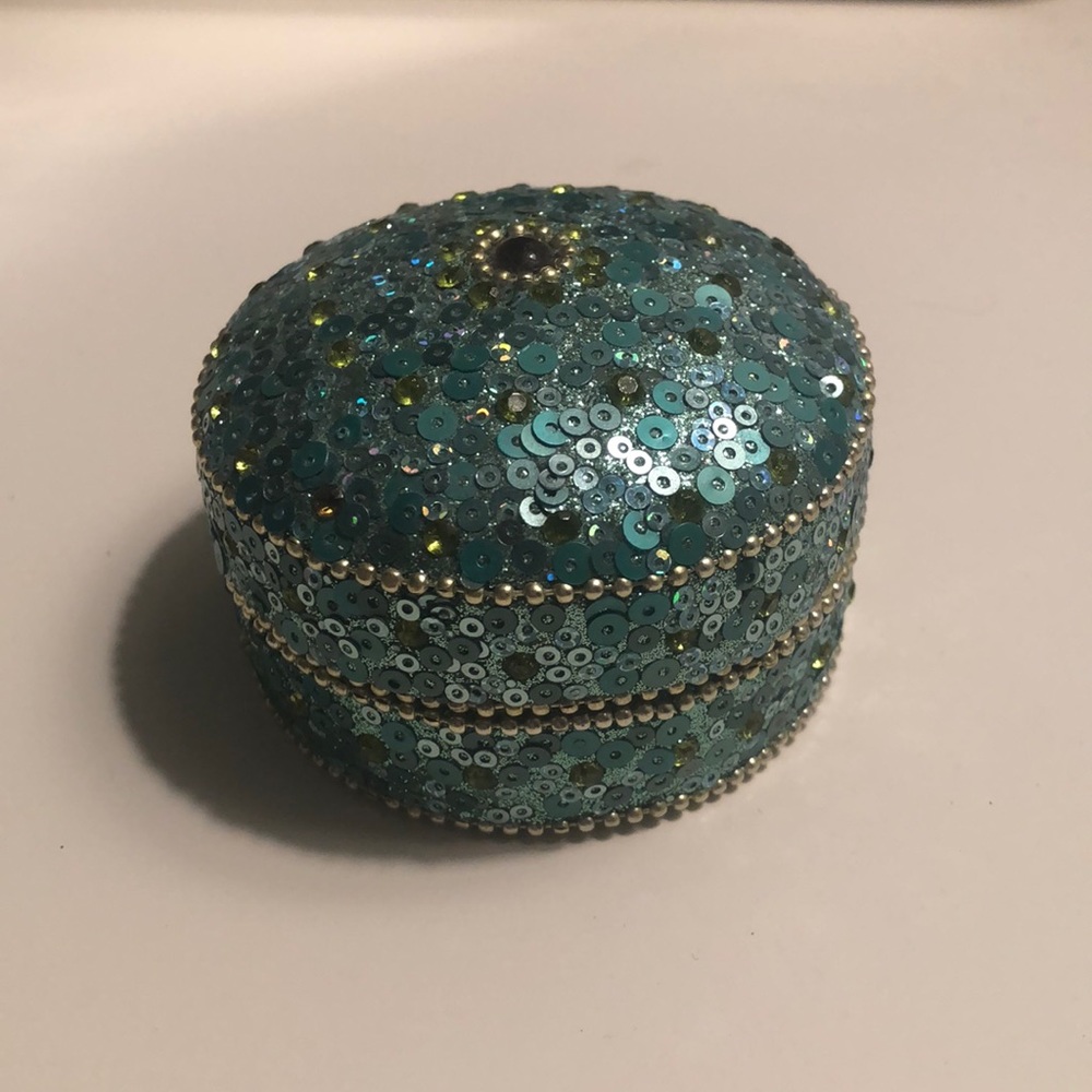 Blue Sequin Jewelry Box
